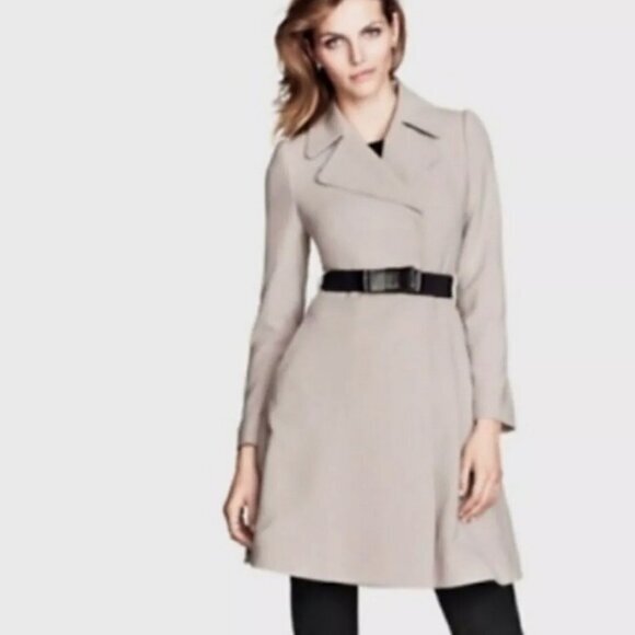 H&M Jackets & Blazers - H&M dove gray modest coquette bow belt princess trench coat fall 4 small da